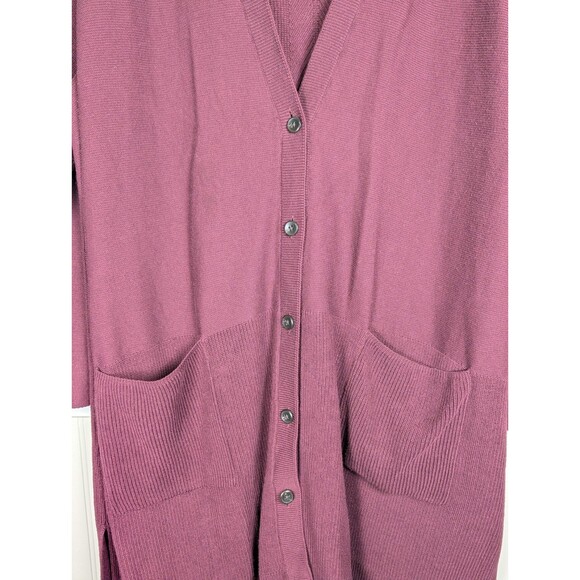 J. Jill Button Front Cardigan Sweater Women 4X Burgundy Knit Ribbed Duster - Picture 3 of 14